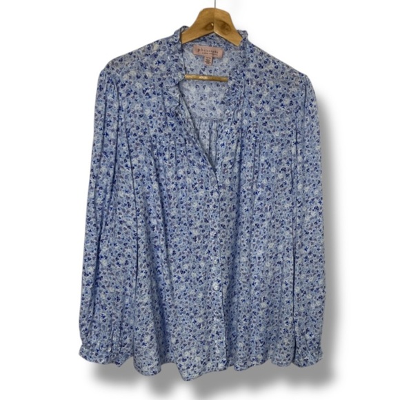Philosophy Tops - Philosophy Women's Peasant Top Size 1X Blue Ditsy Floral Girly Feminine Romantic